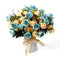 Eternal Blue and Yellow Rose Bouquets with Ceramic Vase